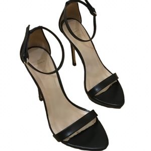 Zara Leather Ankle Strap Heels EU 38 US 7 Black